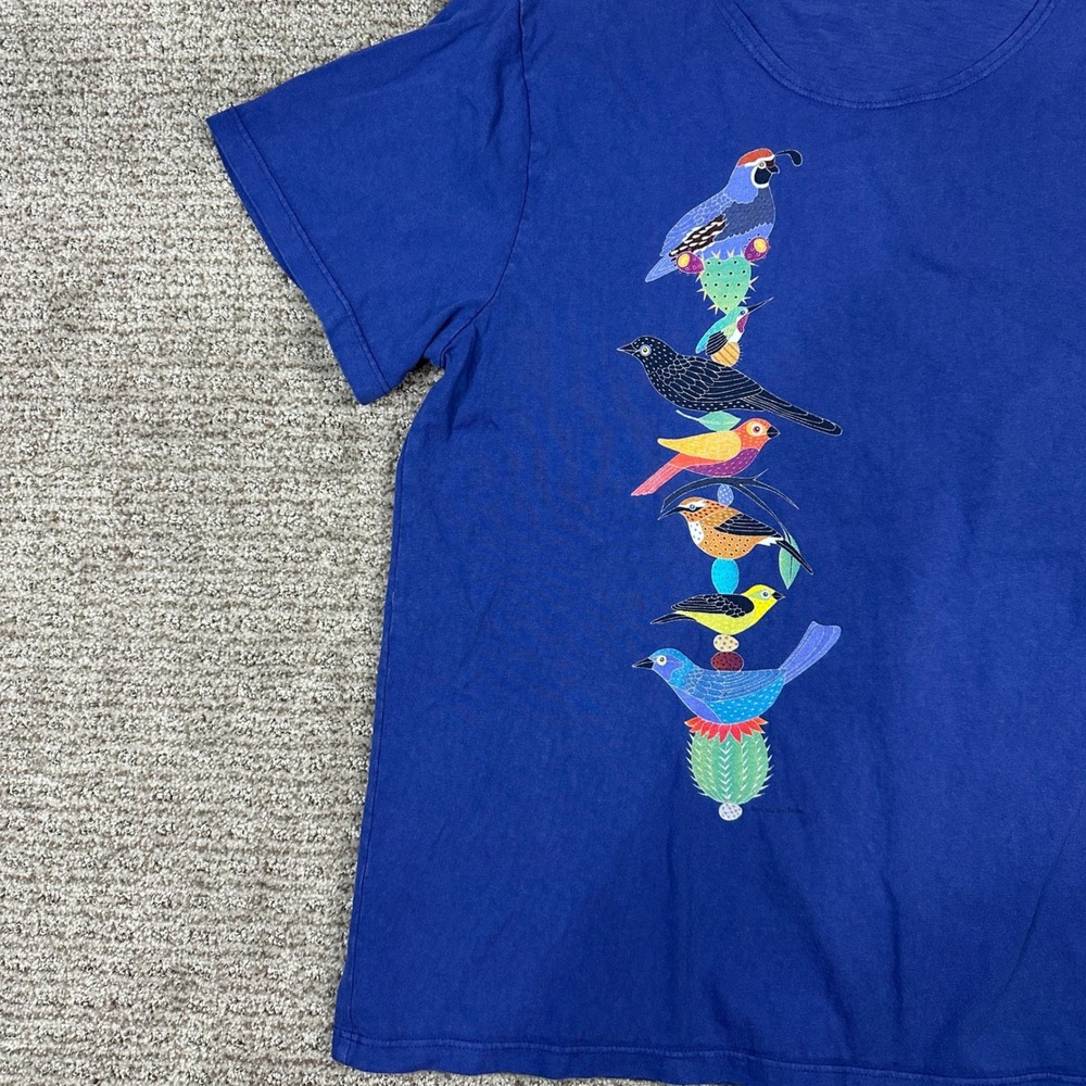 Sabaku Artwear Womens Blue Desert Bird Totem Graphic T-Shirt Medium Made in USA - Picture 8 of 9